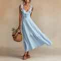 Anabela | Women's Ruffle V Neck Sleeveless Wedding Guest Dress