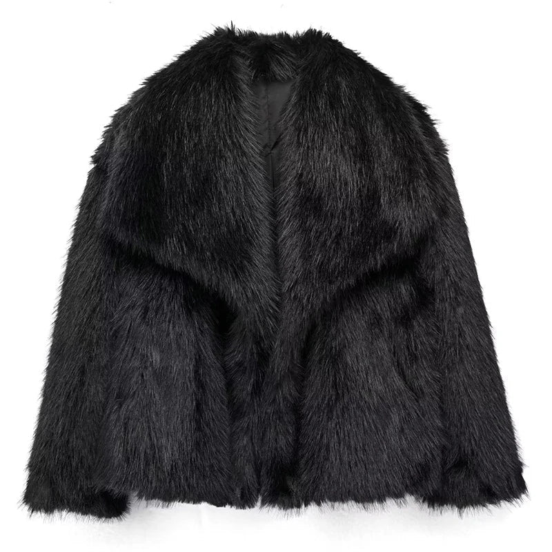 Anaika | Women’s Open Front Long Sleeve Faux Fur Winter Jacket
