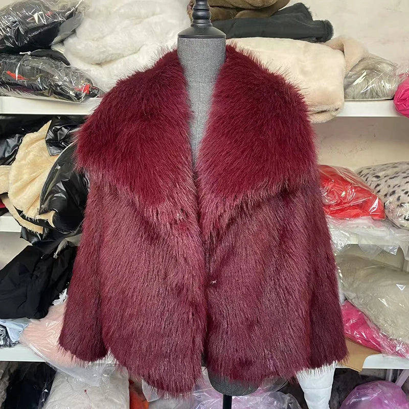 Anaika | Women’s Open Front Long Sleeve Faux Fur Winter Jacket