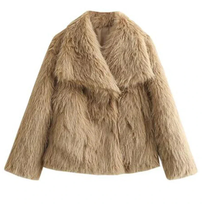 Anaika | Women’s Open Front Long Sleeve Faux Fur Winter Jacket