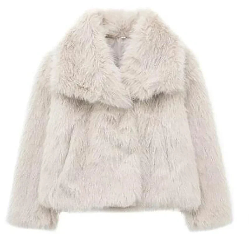 Anaika | Women’s Open Front Long Sleeve Faux Fur Winter Jacket