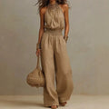 Anaisa | Women's Off Shoulder Halter Neck Wide Leg Jumpsuit