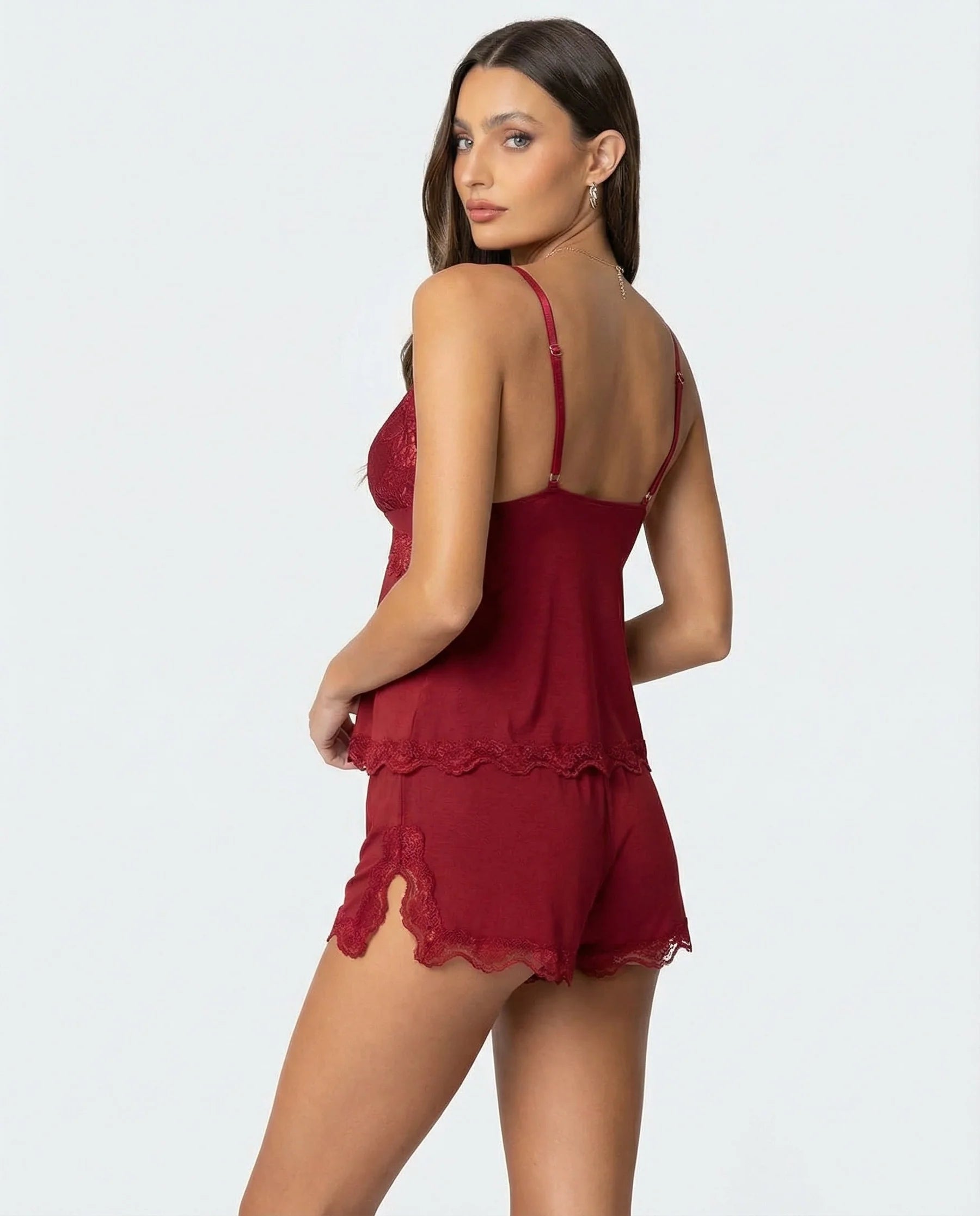 Analena | Women's Strappy Sleeveless V Neck Two Piece Set