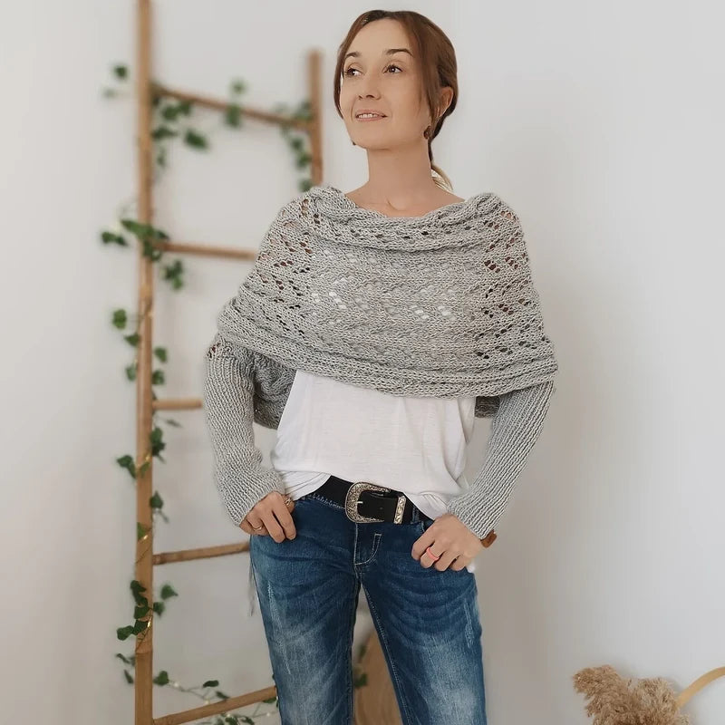 Analia | Women’s Mesh Long Sleeve Knitted Shawl