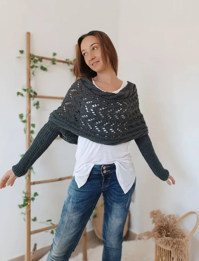 Analia | Women’s Mesh Long Sleeve Knitted Shawl