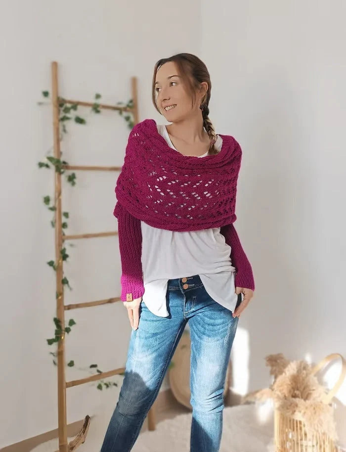 Analia | Women’s Mesh Long Sleeve Knitted Shawl