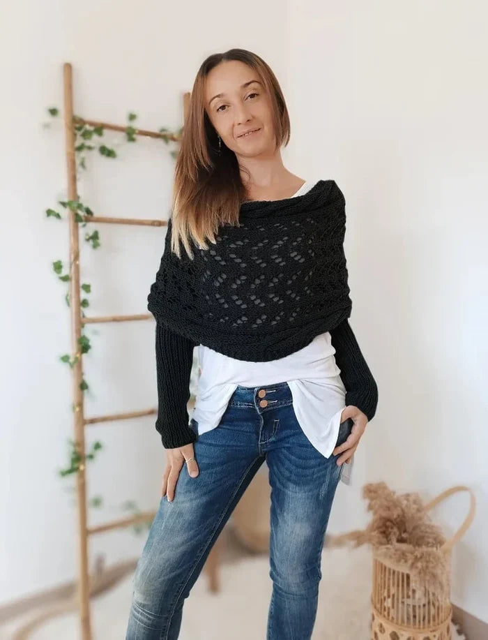 Analia | Women’s Mesh Long Sleeve Knitted Shawl