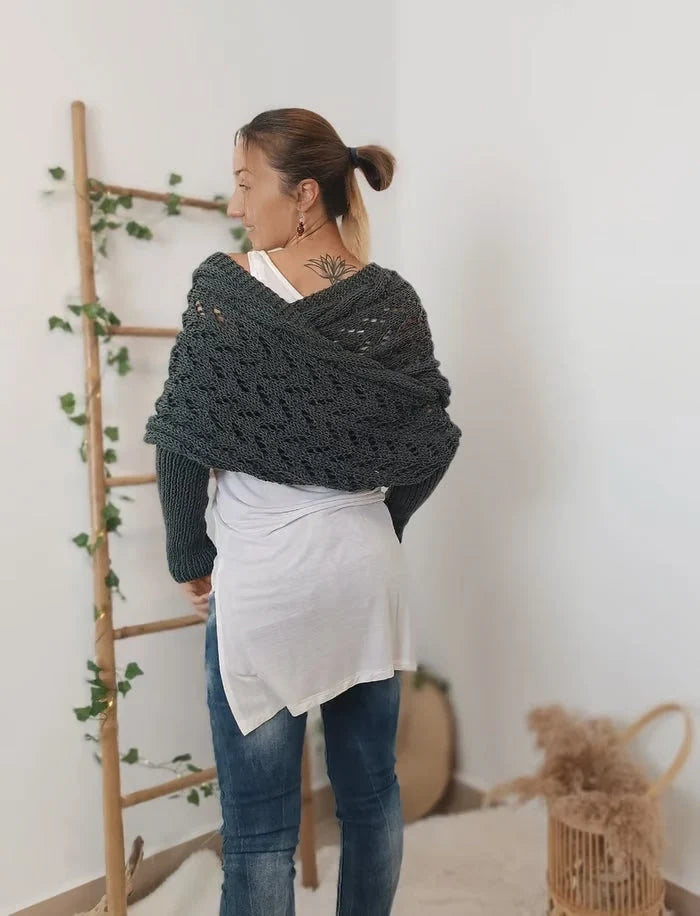 Analia | Women’s Mesh Long Sleeve Knitted Shawl