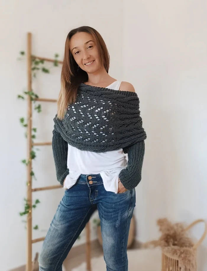 Analia | Women’s Mesh Long Sleeve Knitted Shawl