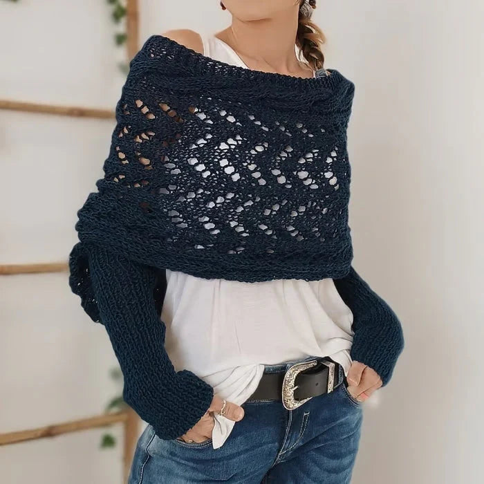 Analia | Women’s Mesh Long Sleeve Knitted Shawl