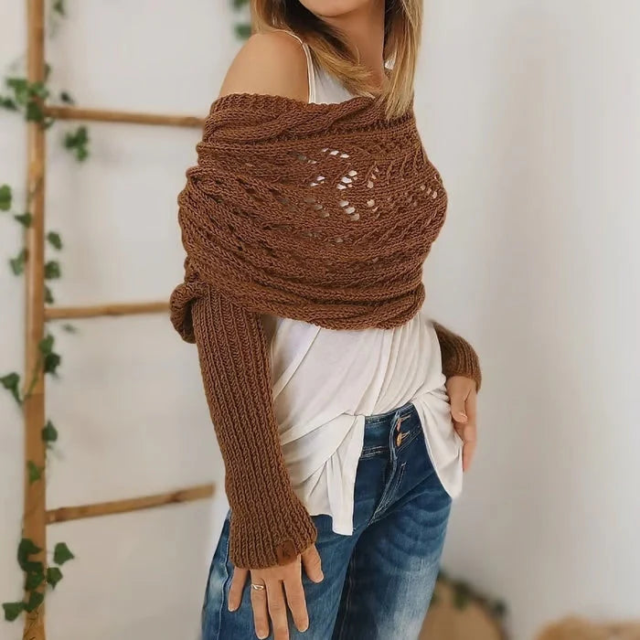 Analia | Women’s Mesh Long Sleeve Knitted Shawl