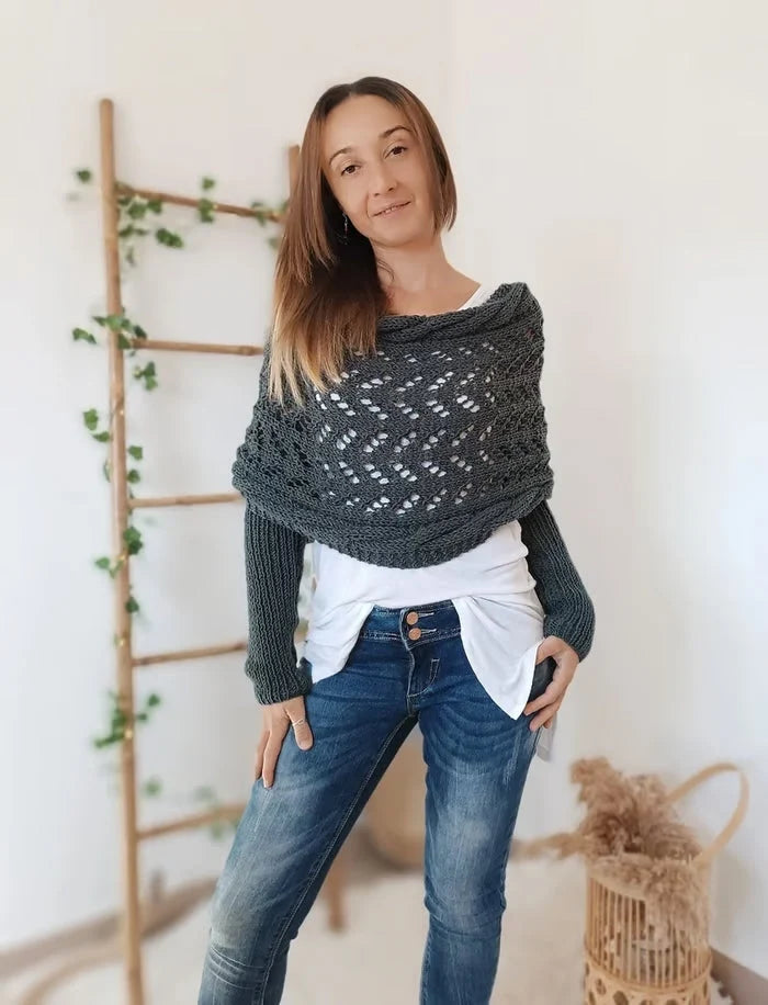 Analia | Women’s Mesh Long Sleeve Knitted Shawl