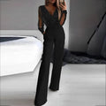 Analisa | Women's Sparkle Long Sleeve V-Neck Wide Leg Jumpsuit