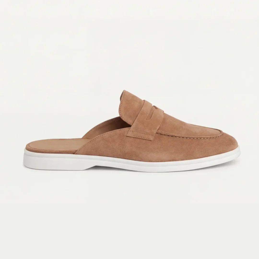 Andres | Men's Backless Slip-On Penny Strap Closed Toe Mules