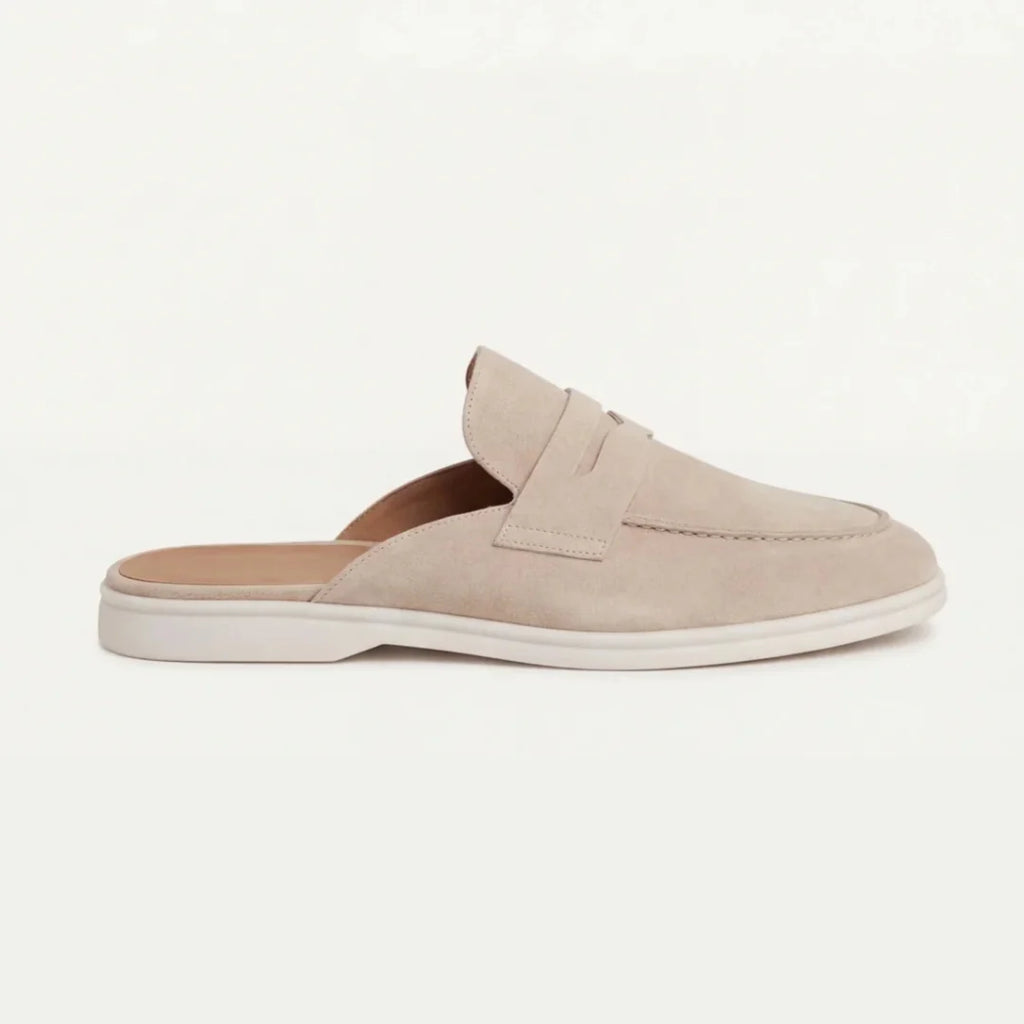 Andres | Men's Backless Slip-On Penny Strap Closed Toe Mules