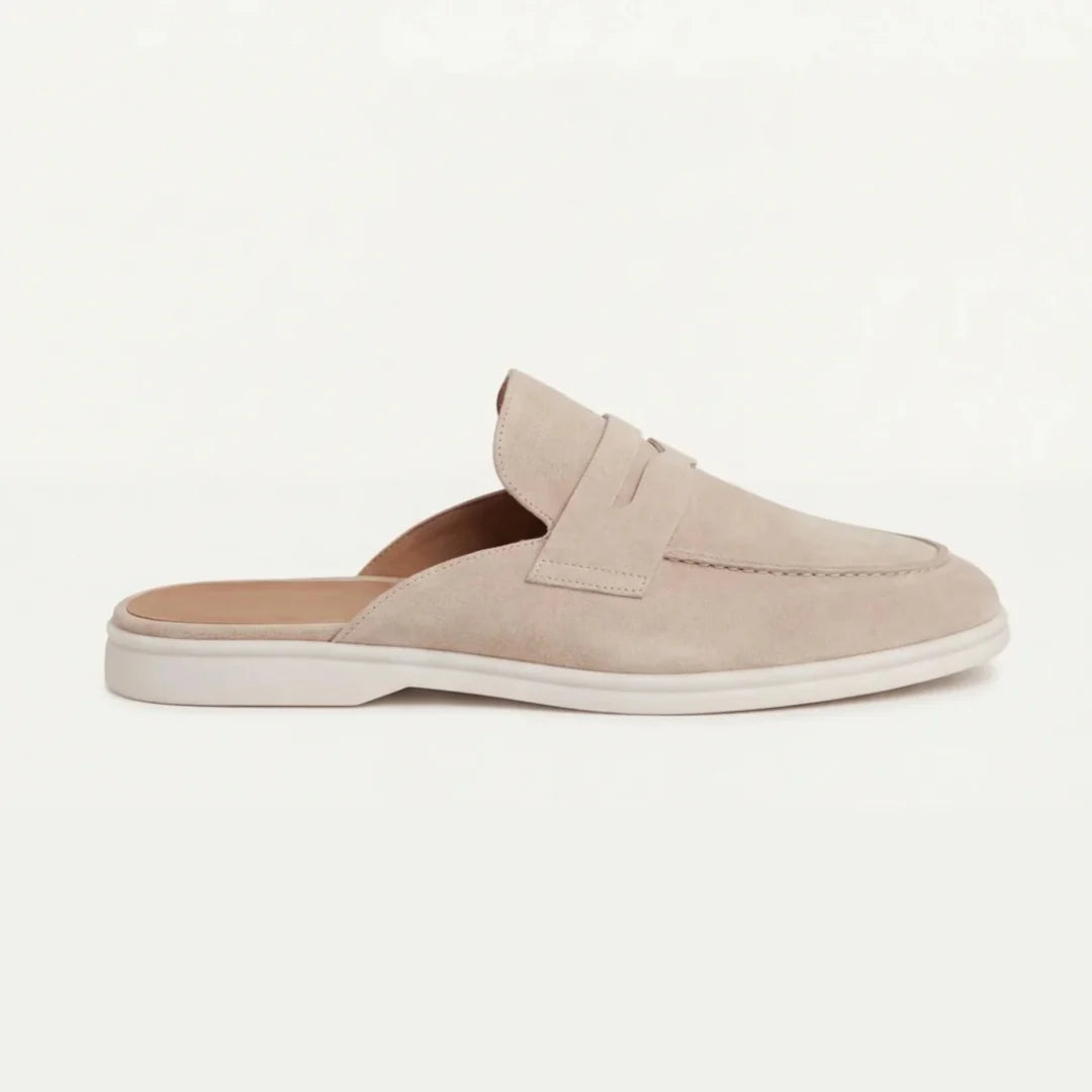 Andres | Men's Backless Slip-On Penny Strap Closed Toe Mules