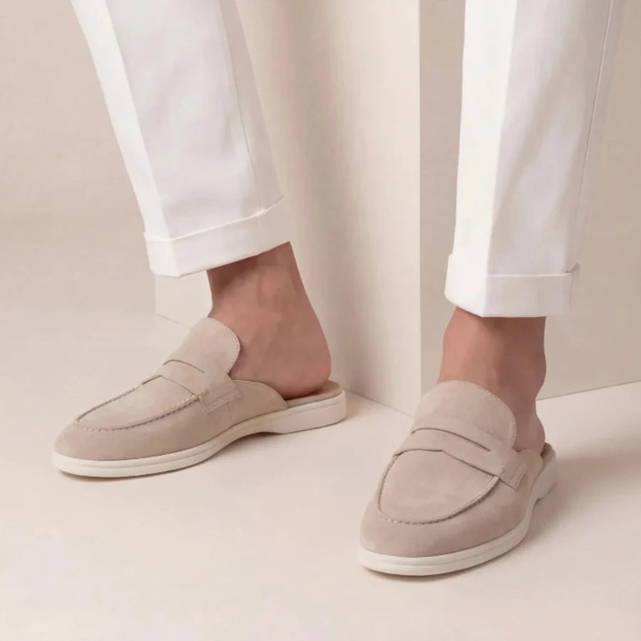 Andres | Men's Backless Slip-On Penny Strap Closed Toe Mules