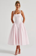 Anette | Women's Sleeveless Square Neck Gingham Midi Dress