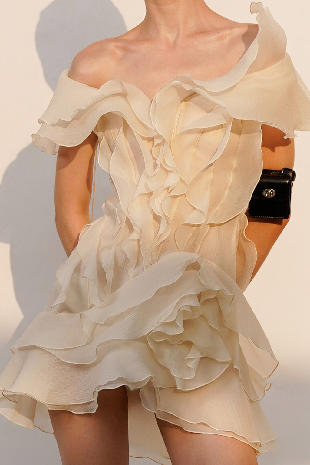 Angelica | Women’s V Neck Sleeveless Ruffled Mini Dress