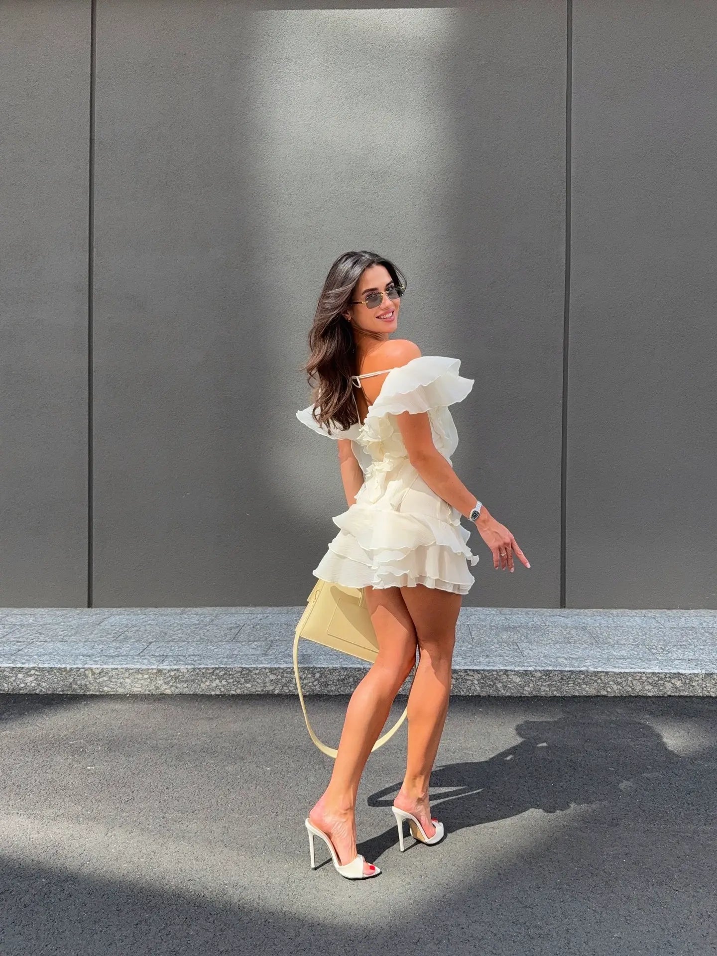 Angelica | Women’s V Neck Sleeveless Ruffled Mini Dress