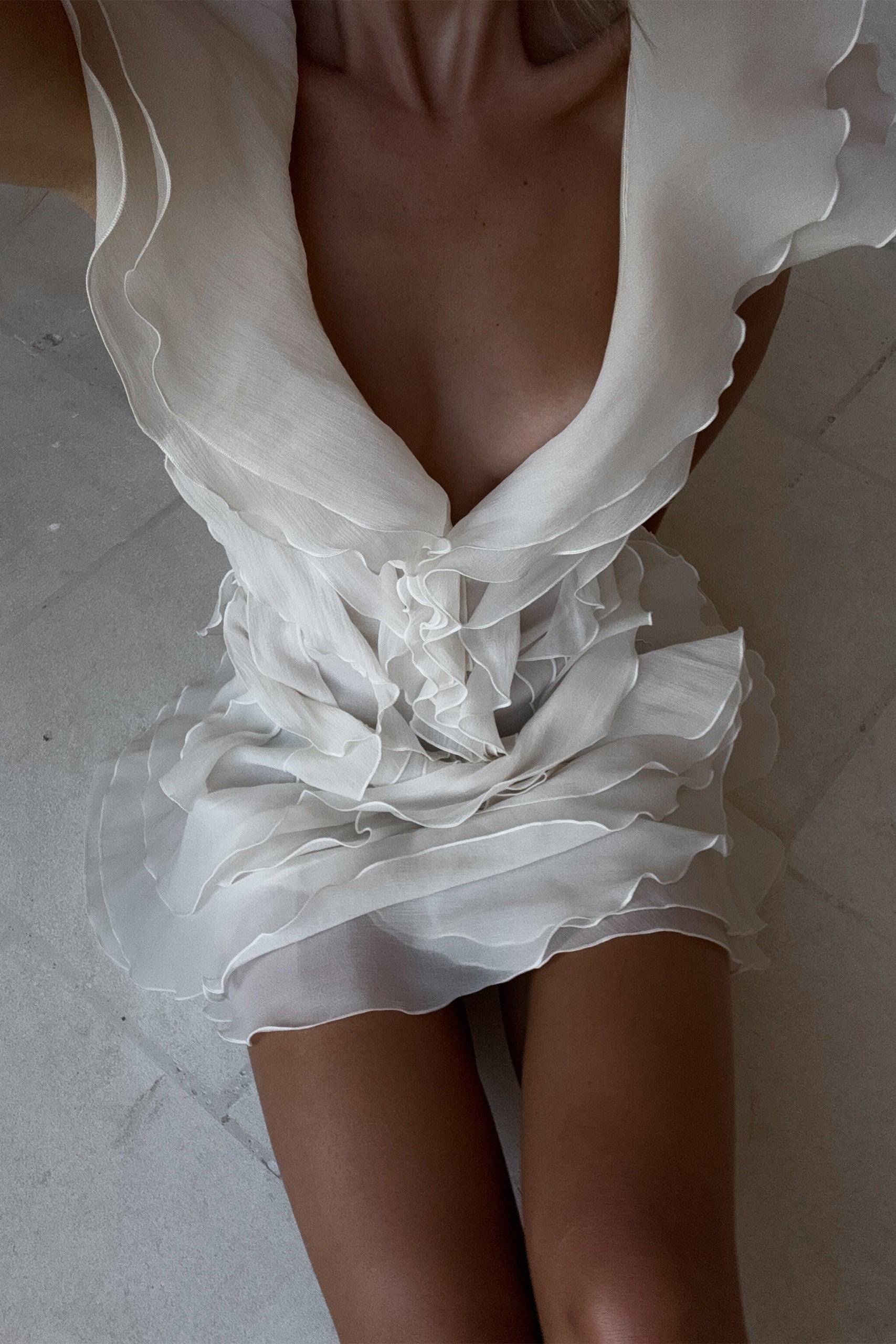 Angelica | Women’s V Neck Sleeveless Ruffled Mini Dress