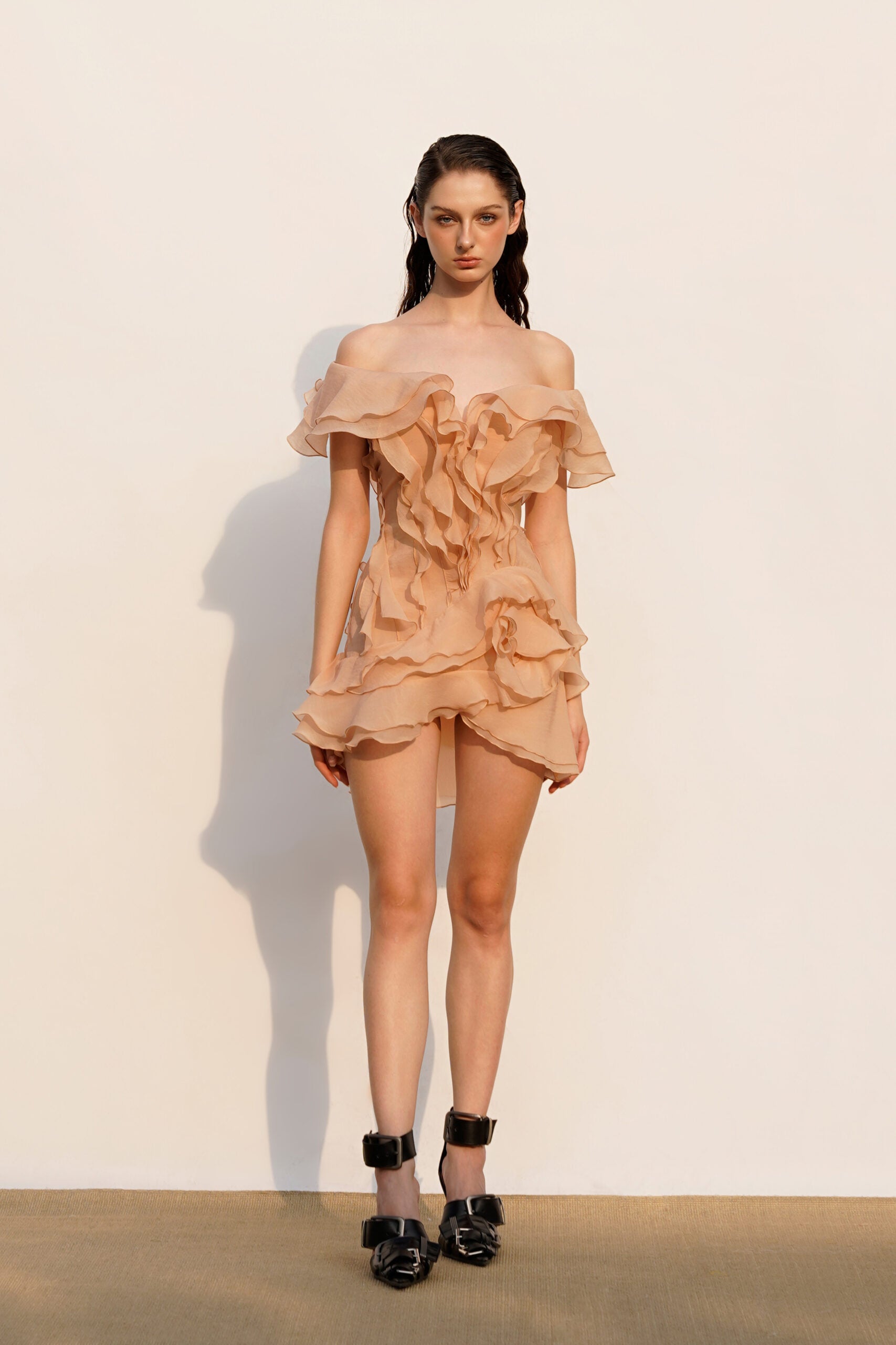 Angelica | Women’s V Neck Sleeveless Ruffled Mini Dress