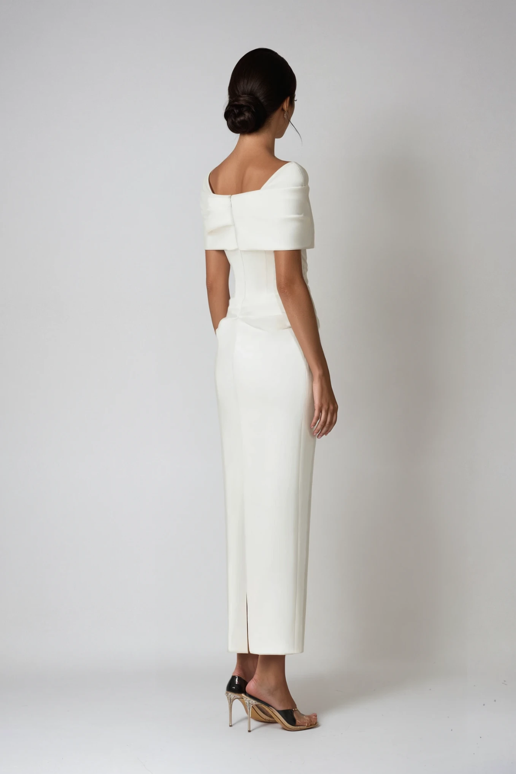 Aniyah | Women’s Off Shoulder White Wedding Guest Midi Dress