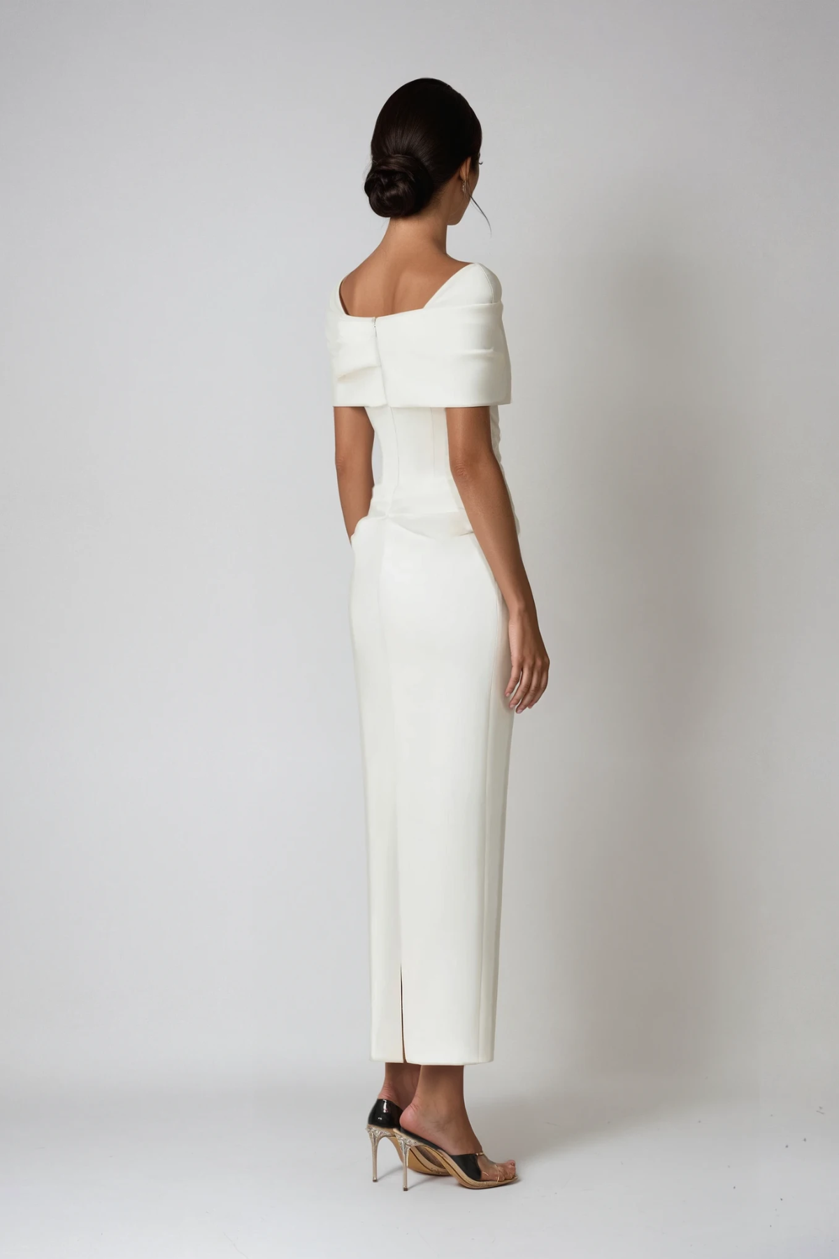 Aniyah | Women’s Off Shoulder White Wedding Guest Midi Dress
