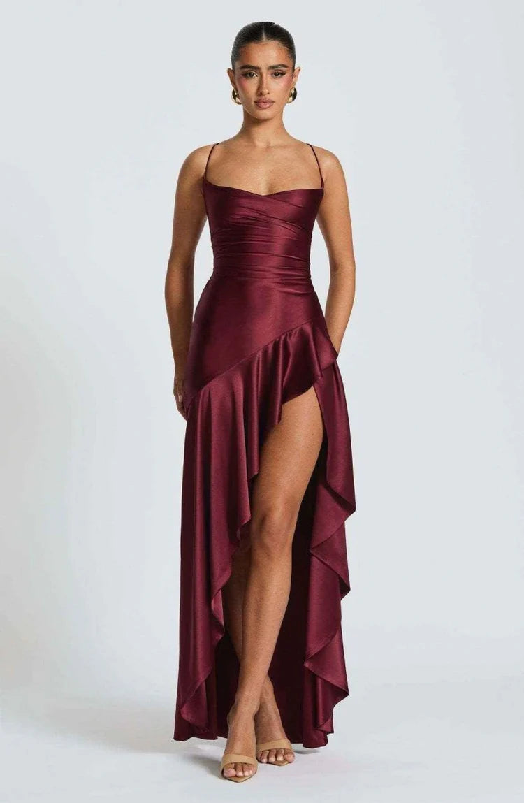 Anna | Women's V Neck Boho Slit Wedding Guest Dress