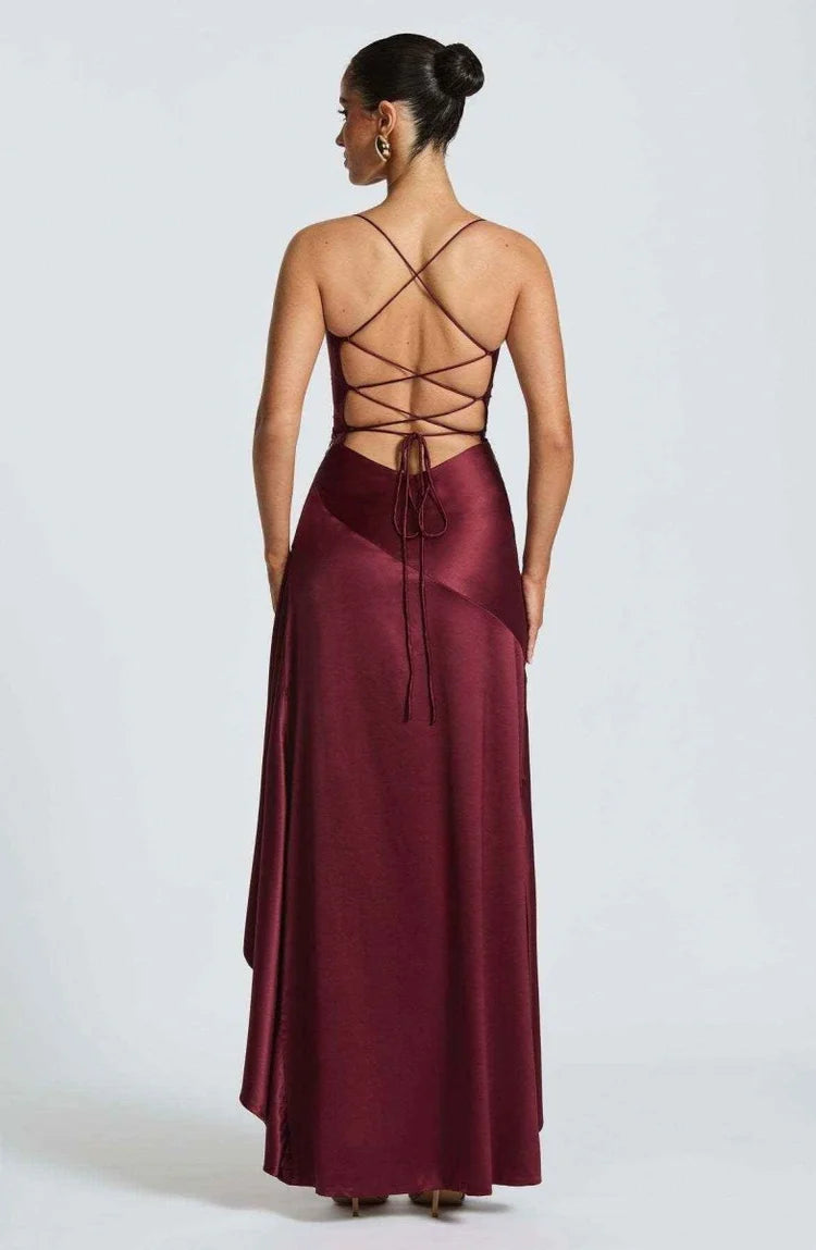 Anna | Women's V Neck Boho Slit Wedding Guest Dress