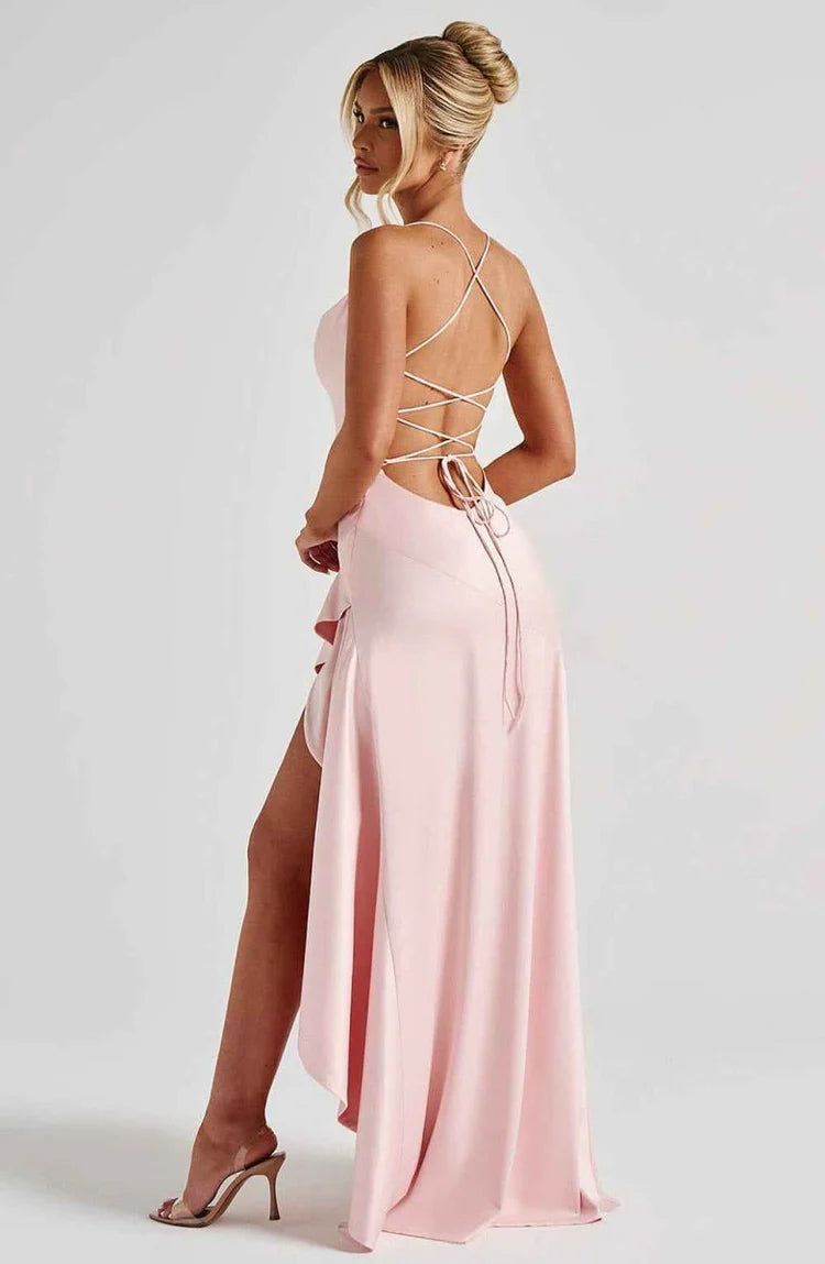Anna | Women's V Neck Boho Slit Wedding Guest Dress