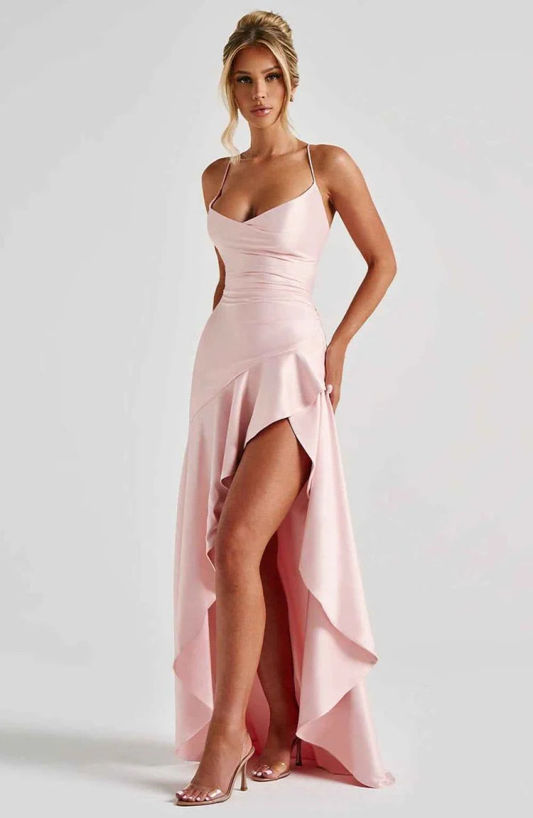 Anna | Women's V Neck Boho Slit Wedding Guest Dress