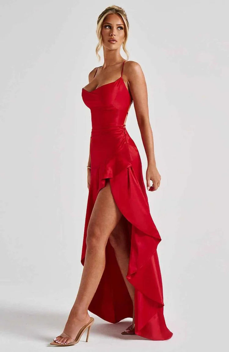 Anna | Women's V Neck Boho Slit Wedding Guest Dress