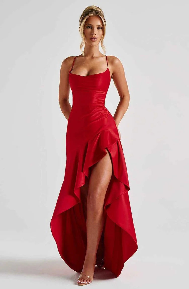 Anna | Women's V Neck Boho Slit Wedding Guest Dress