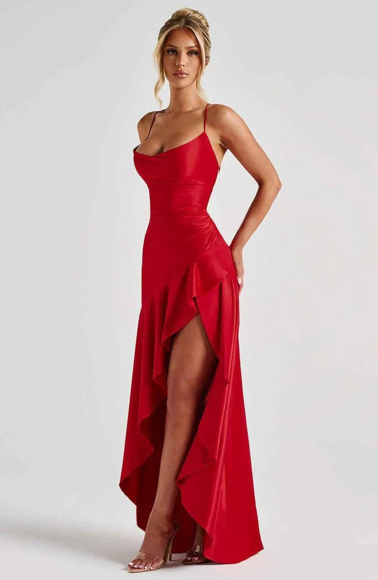 Anna | Women's V Neck Boho Slit Wedding Guest Dress