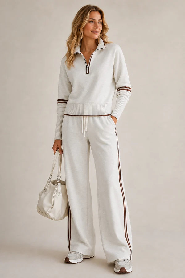 Anneke | Women’s Collared Wide Leg Drawstring Two Piece Set