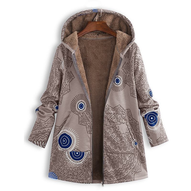Antonella | Women’s Floral Long Sleeve Zip Front Hooded Coat