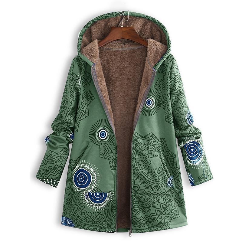Antonella | Women’s Floral Long Sleeve Zip Front Hooded Coat