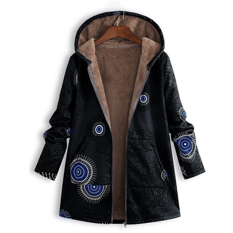 Antonella | Women’s Floral Long Sleeve Zip Front Hooded Coat