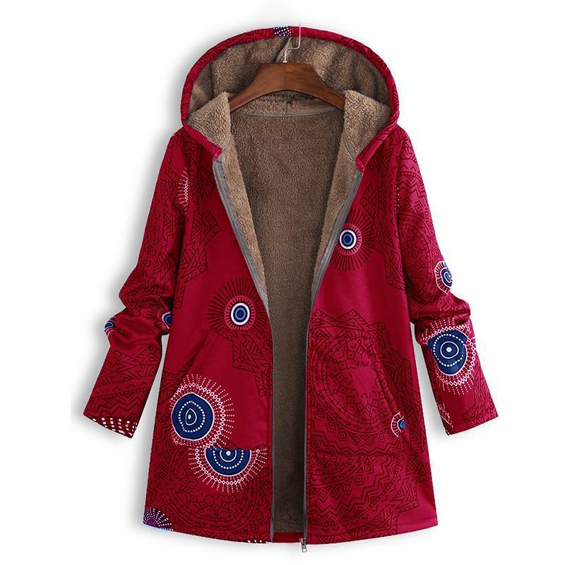 Antonella | Women’s Floral Long Sleeve Zip Front Hooded Coat