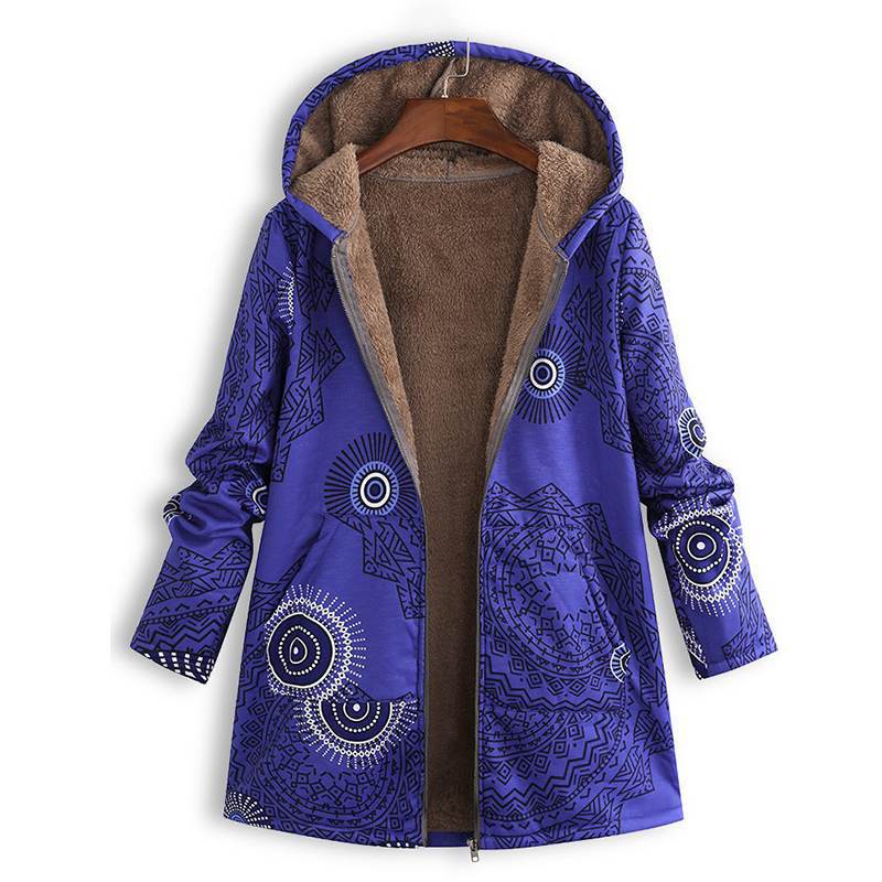 Antonella | Women’s Floral Long Sleeve Zip Front Hooded Coat