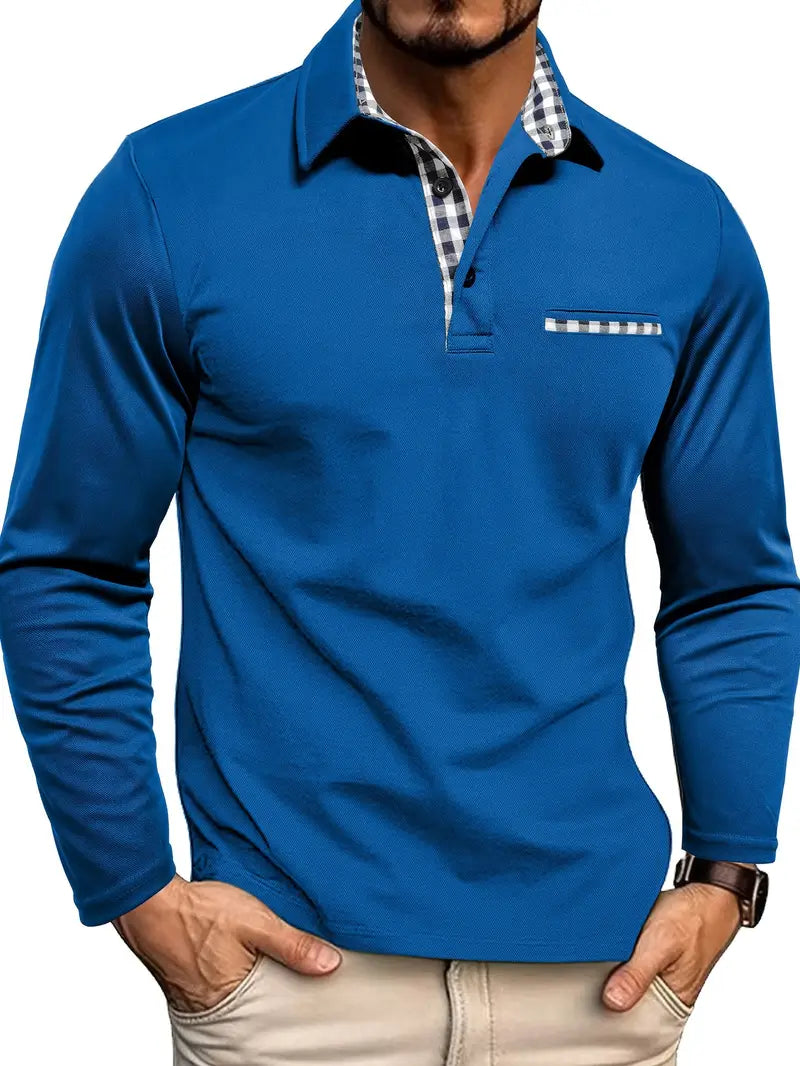 Antonello | Men's Button Front Long Sleeve Polo Shirt