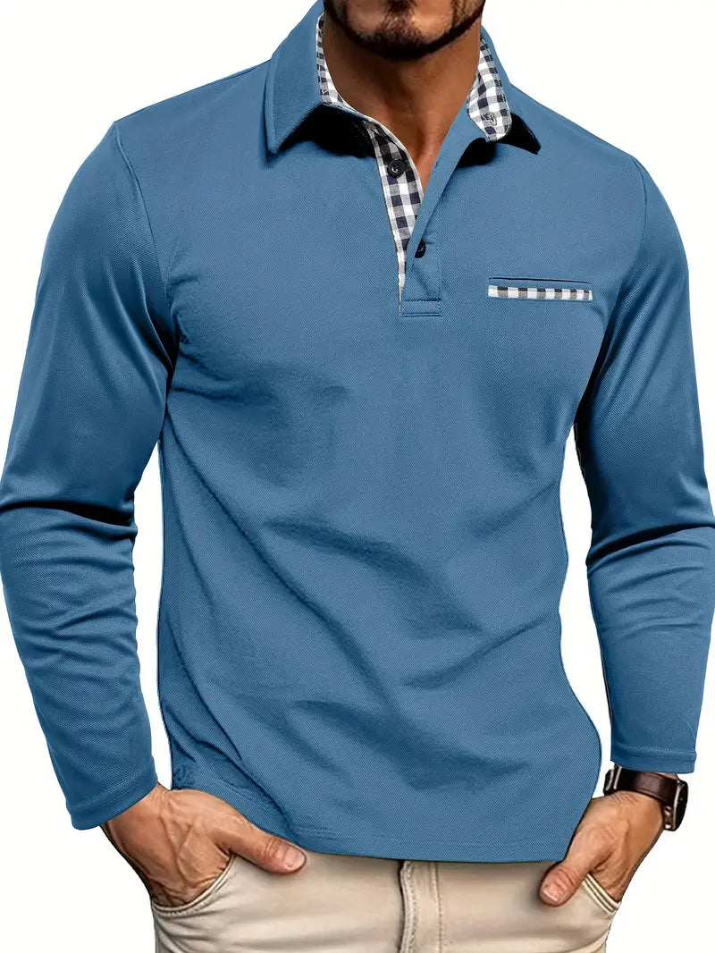 Antonello | Men's Button Front Long Sleeve Polo Shirt