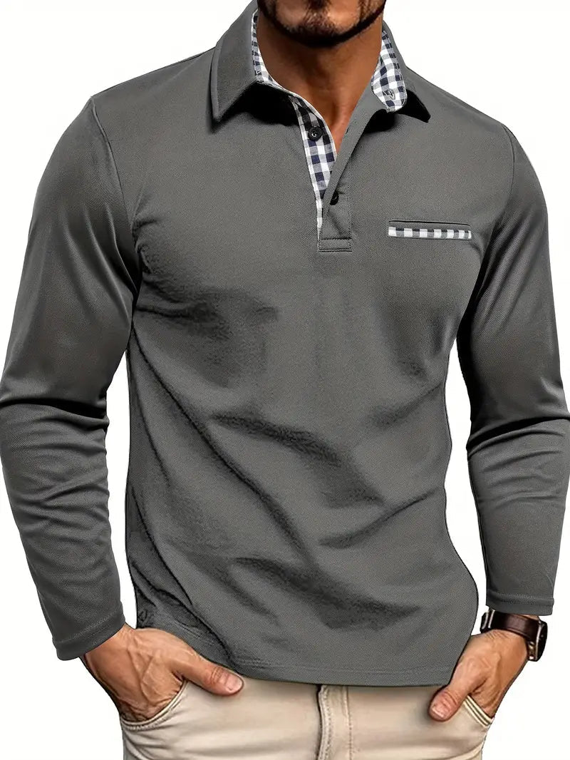 Antonello | Men's Button Front Long Sleeve Polo Shirt