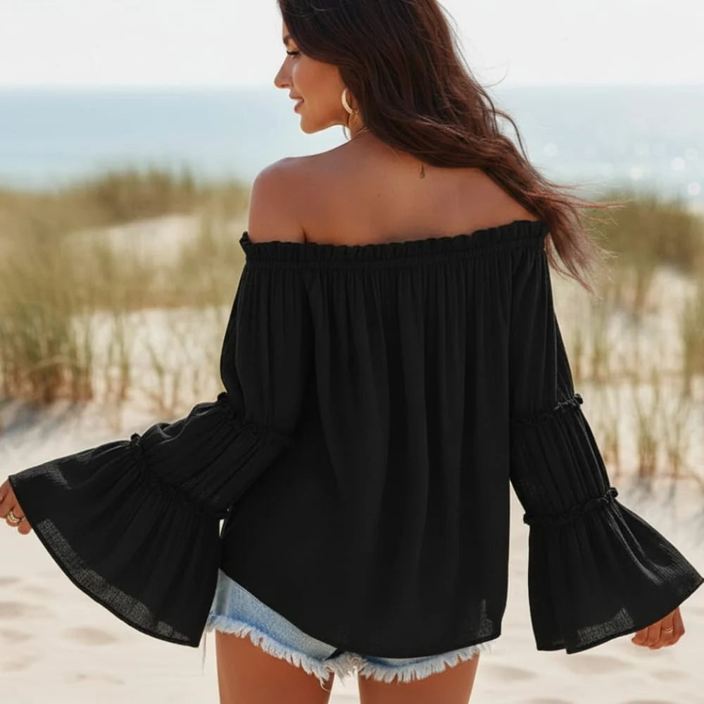 Women’s Off-Shoulder Tiered Sleeve Boho Top