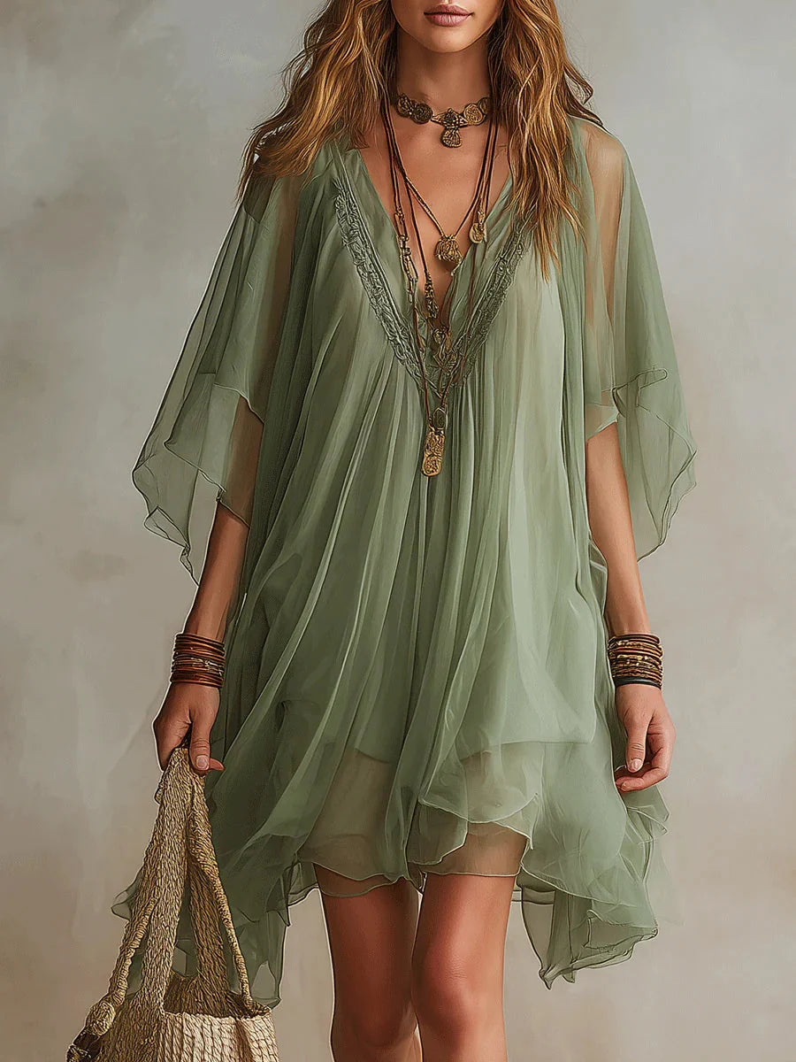 Anya | Women’s V Neck Layered Tiered Flowy Mini Dress