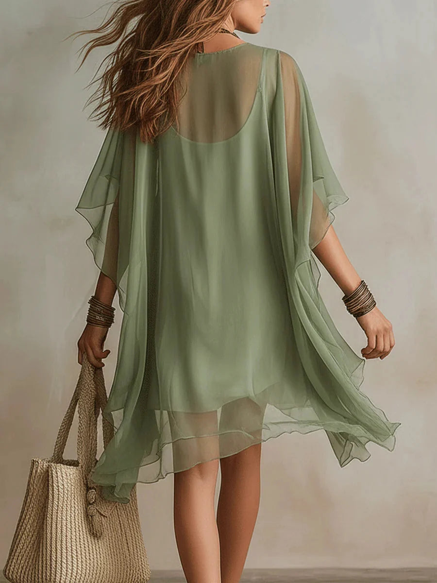 Anya | Women’s V Neck Layered Tiered Flowy Mini Dress