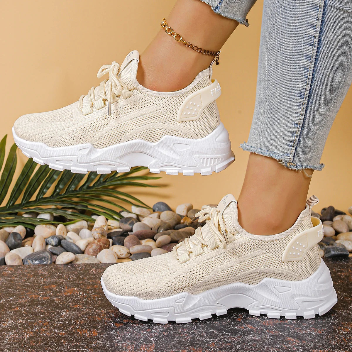 Apolline | Women’s Low Top Lace Up Round Toe Walking Sneakers