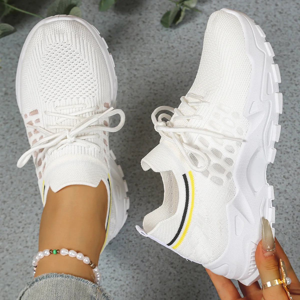 Apolline | Women’s Low Top Lace Up Round Toe Walking Sneakers