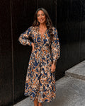 Arianna | Women’s Geometric Print Flowy Midi Dress